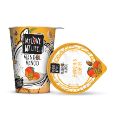 Mandel-Joghurtalternative mit Geschmacksrichtung Mango im 180 g Becher