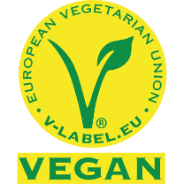 Logo von vegan Label in gelb grün