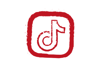 Icon von TikTok mit Note in der Mitte in Rot